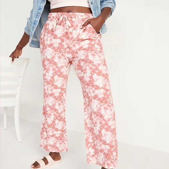 Old Navy Pants - Old Navy High-Waisted Tie-Dyed Linen-Blend Wide-Leg Pants